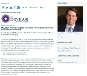 Dr. James F. Boynton provides answers to two popular breast reduction questions.