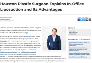 Dr. James F. Boynton, a plastic surgeon in Houston, shares the advantages of performing in-office power-assisted liposuction.